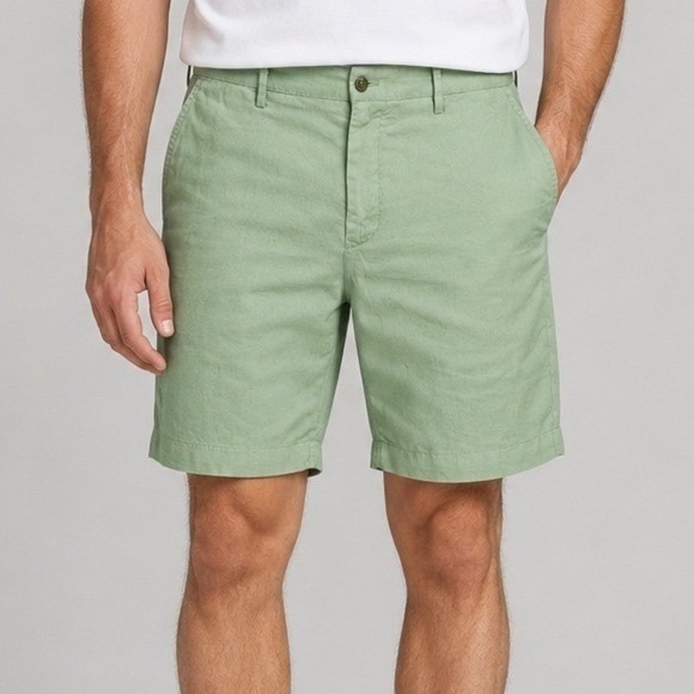 Marco Pescarolo Napoli Shorts Linen Blend Ieranto Sage Green Mens IT 48 US 34